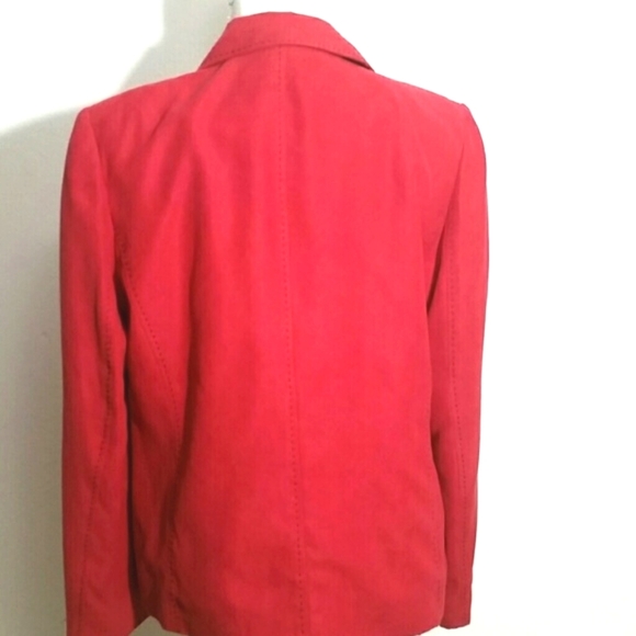 Alfred Dunner Red Micro Suede Blazer Jacket Size 8 Classic Office Workwear - Picture 3 of 4